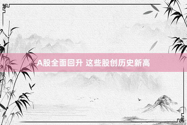 A股全面回升 这些股创历史新高